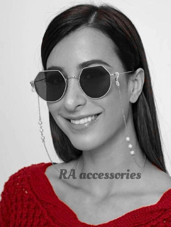 RA accessories سلسلة نظارة معدن فضى مع لؤلؤ اوف وايت، ايضا يمكن استخدامها كعقد