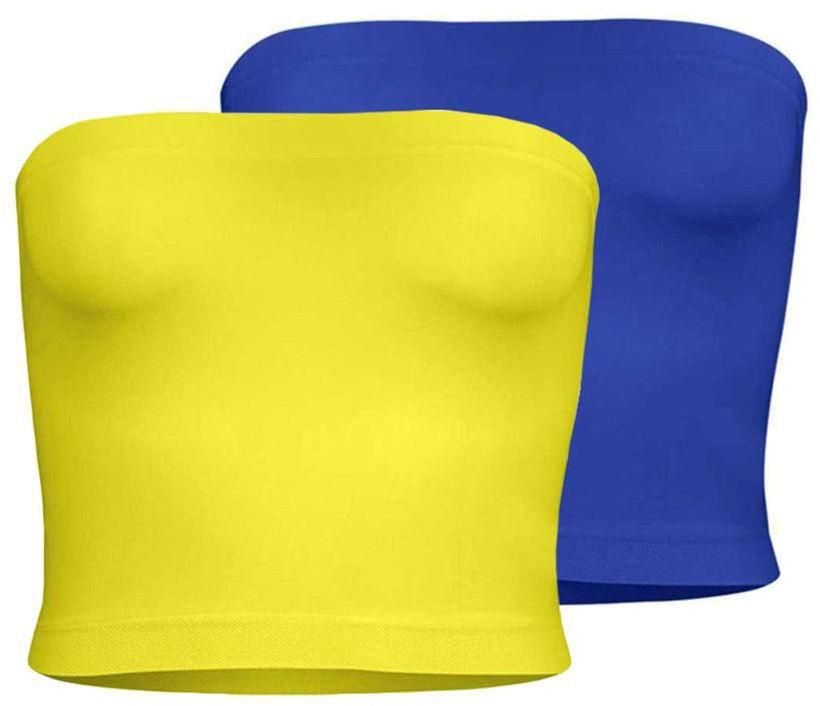 Silvy Set Of 2 Tube Tops For Women - Yellow / Dark Blue, X-Large