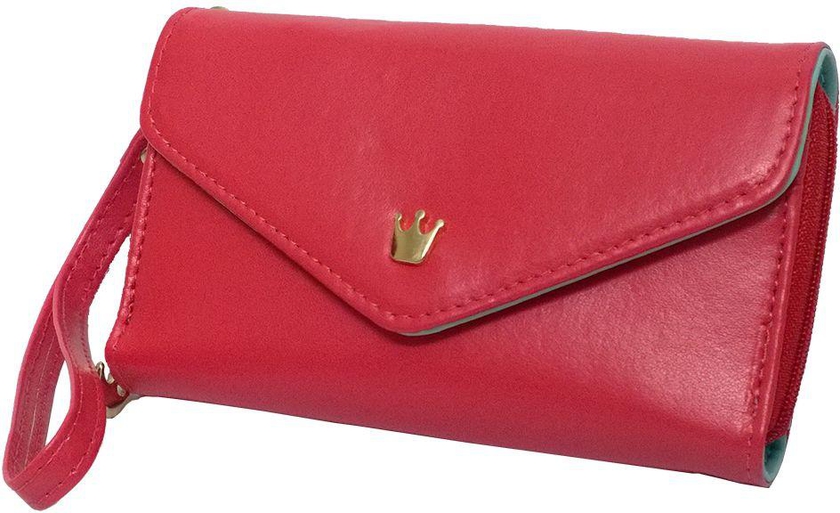 محفظة نسائية من الجلد مع مكان لحفظ جهاز الجوال Leather Crown mobile phone case and Leather bag wallet women