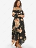 Plus Size Flower Print Lace Up Cold Shoulder Handkerchief Dress - 2x | Us 18-20