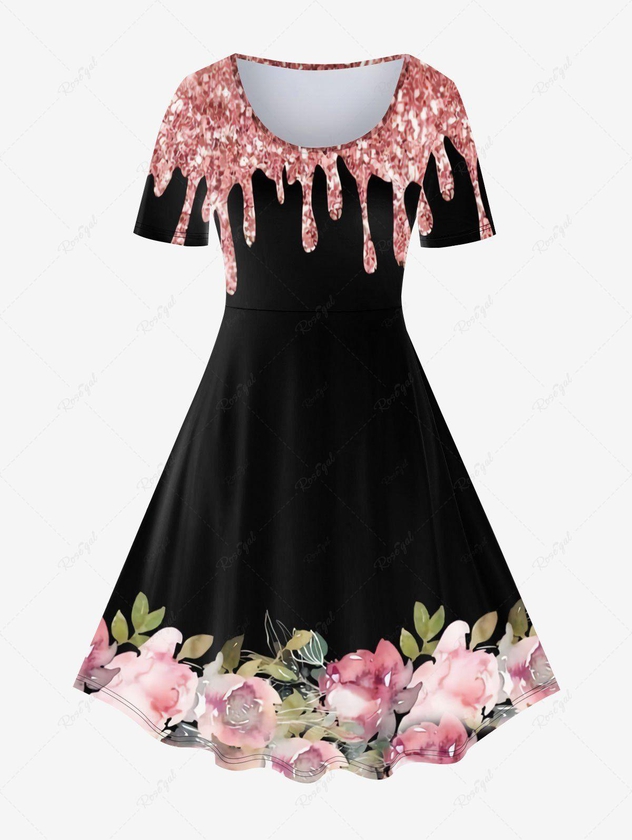 Plus Size Vintage Floral A Line Dress - 5x | Us 30-32