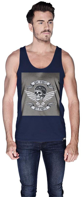 Creo Give Respect Tank Top for Men - S, Navy Blue