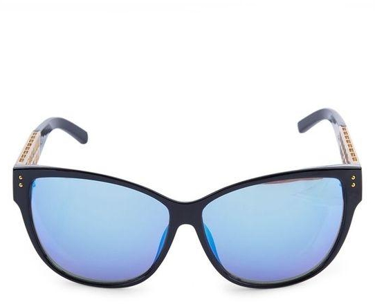 Fashion Ladies Cat Frame Color Coated Sunglasses Black & Blue