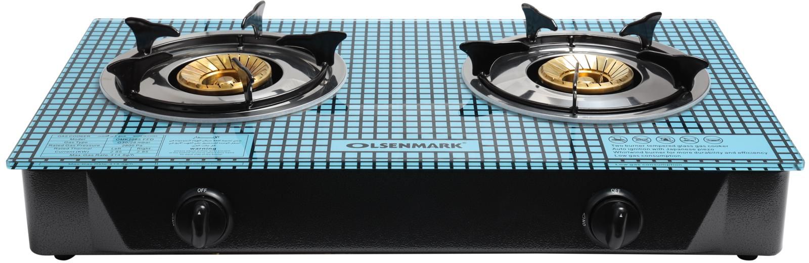 Olsenmark Double Burner Gas Stove - Auto Ignition - Toughened Glass - Low Gas Consumption | 2 Years Warranty