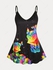 Plus Size & Curve Rainbow Rose Butterfly Print Flowy Cami Top (Adjustable Straps) - Xl