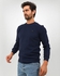 Clever Basic Round Neck Solid Sweatshirt Tricot Navy