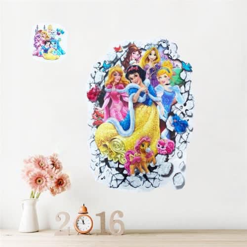 6d Kids Decorative Cartoon Wall Sticker - Disney Princess