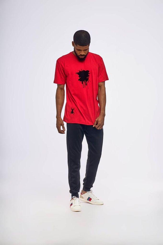 Mens Fashion Top And Joggers With Free Cap Red