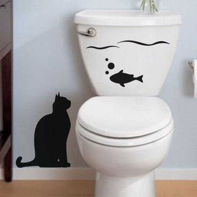Decorative Sticker - Cat And Fish