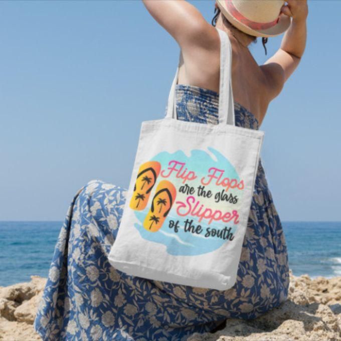 Canvas Beach Tote Bag - Printed Words (SLIPPERS)