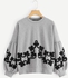 Shein | Floral Appliques Drop Shoulder Bishop Sleeve Sweatshirt