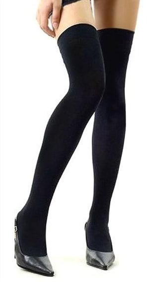 Over The Knee Socks Thigh High Cotton Stockings - Black