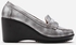 Spring Metallic Cracked Leather Wedge Shoes - Silver