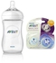 Philips Avent Natural Feeding Bottle - 260 ml + Night Time Orthodontic Pacifier Set - 2 Pcs