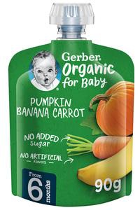 Gerber Organic Pumpkin Banana & Carrot Baby Food From 6 Months 90 g