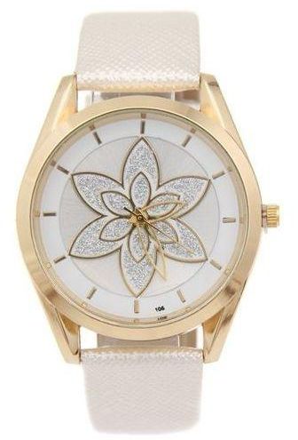 Liplasting Fashion Casual Women Petal Pattern Bracelet Watch Faux Leather Strap Quartz Wristwatches Famale Clock Dress Watches