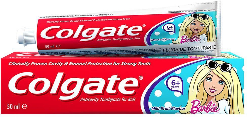 Colgate - Girls Barbie Fluoride Toothpaste 50ml- Babystore.ae