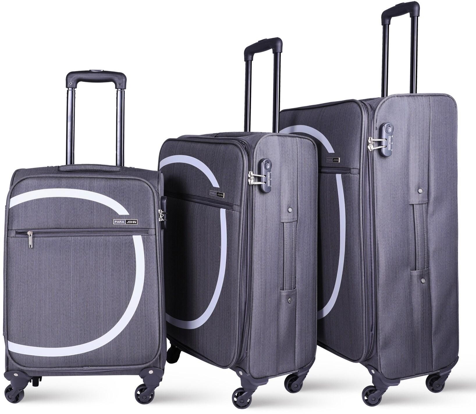 Para John Travel Luggage Suitcase, Set Of 3 - Trolley Bag, Carry On Hand Cabin Luggage Bag - Lightweight Travel Bags With 360 Durable 4 Spinner Wheels - Soft Shell Luggage Spinner