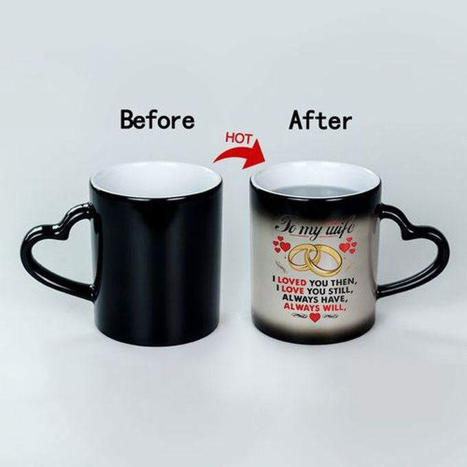 To My Wife Mug Heart Handle Magic Mug - White