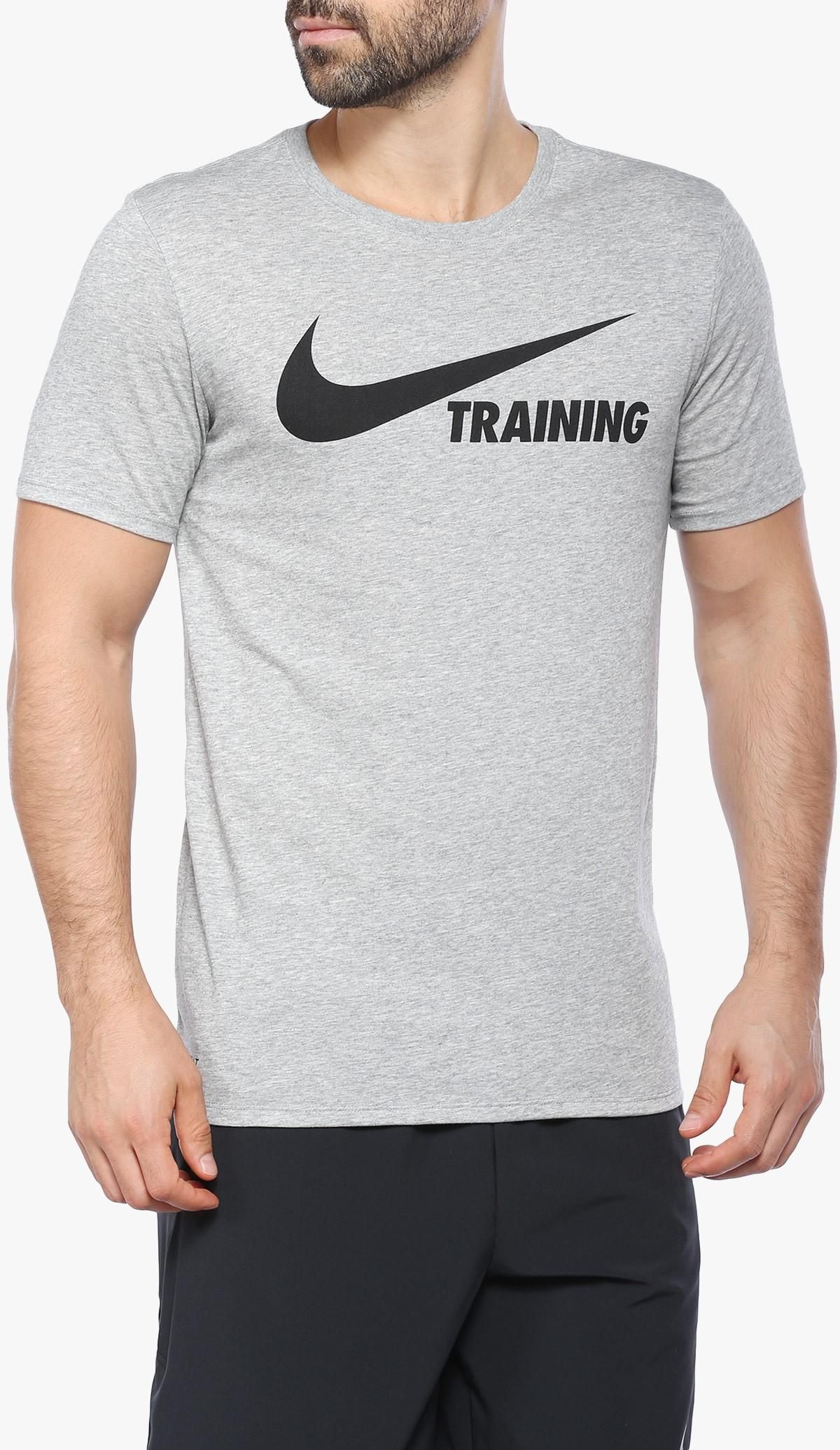 Grey Melange Dry Training Swoosh T-shirt