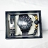 3-Piece Casual Men's Beaded Bracelet and Quartz Watch Set