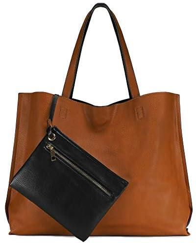 SCARLETON Reversible Tote Bag for Women, Leather Purses and Handbags, Hobo Satchel Shoulder Bag Large with Pouch, H1842