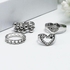 fluffy women accessories Set Of Rings 4 Pcs Fluffy Women's Accessories-Silver