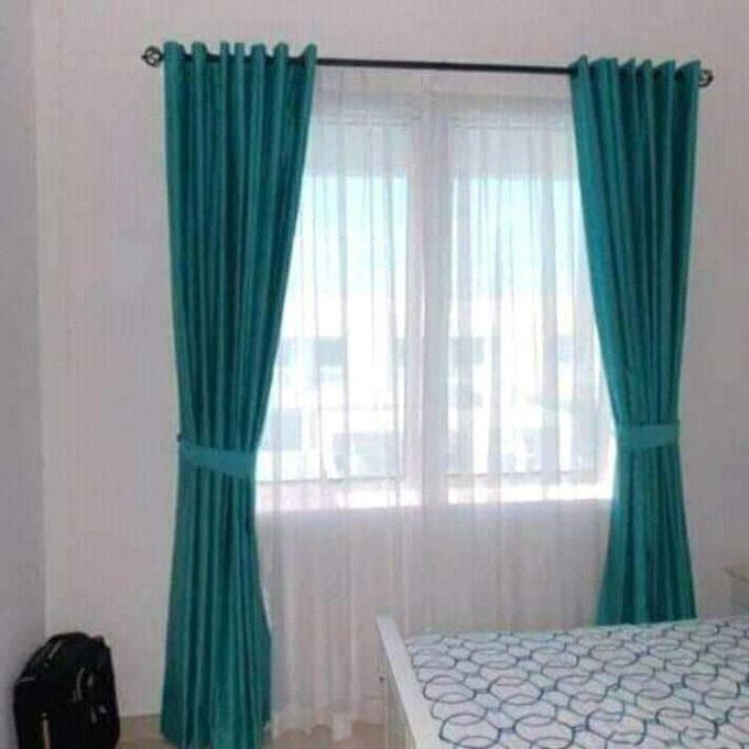 Turquoise and Off white Curtain