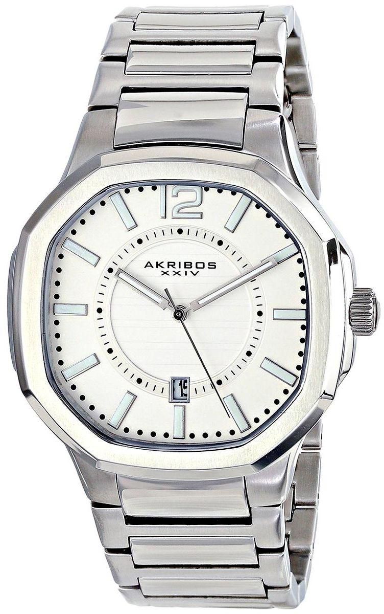 Akribos XXIV Essential Men's White Dial Stainless Steel Band Watch - AK712SS