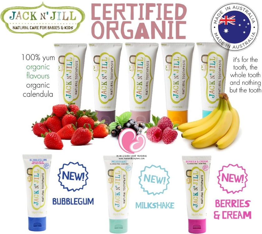 Jack n Jill Natural Calendula Toothpaste 6 months+ 50g  (9 Flavors)