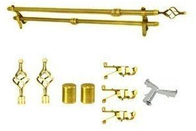 Curtain Rod Double- Finial Twisted Style Set - Gold.