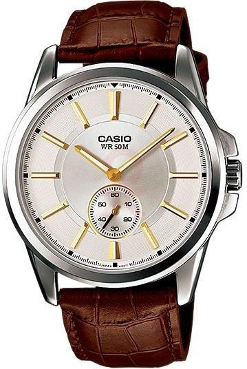 Casio Genuine Leather Band Watch For Men, MTP-E101L-7AVDF