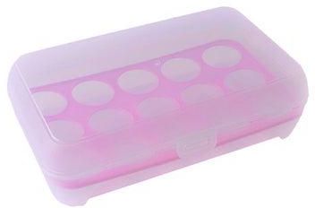 صندوق تخزين البيض للثلاجة مكون من 15 فتحة وردي/شفاف 26x17x7سم