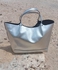 Elegant Leather Women Handbag - Silver Color- Big Size
