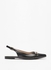 Solid Metal Accent Pointed Toe Ballerina Shoes with Slingback Buckle Closure