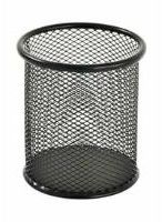 Urban Utility Metal Pen and Pencil Holder, Oval Shaped, Wired Mesh Design, Durable Metal - Black