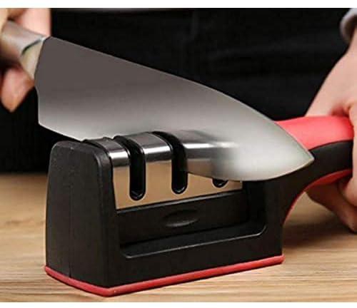 Stainless Steel Knife Sharpener (Small, Red)