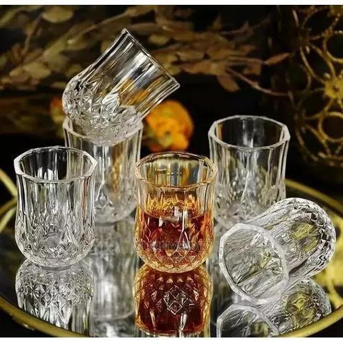 Exquisite 6Pcs Short Diamond Heat Resistant Water Glasses,Classy, stylish & Elegant Light Weight Durable  Easy To Use Material: Glass Colour: Transparent