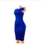 Fashion Ladies Velvet Offshoulder Bodycon Dress-Royal Blue