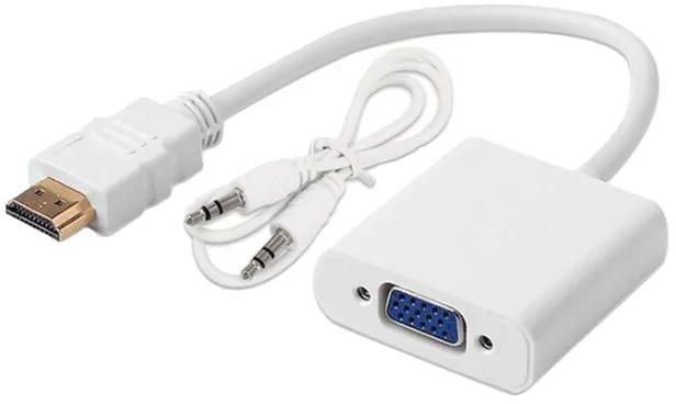 HDMI TO VGA ADAPTER WITH AUDIO CABLE White