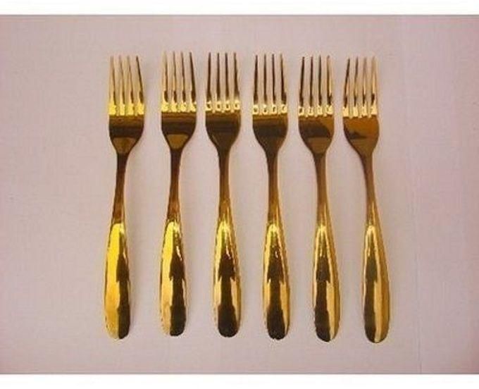 Gold Plated Stainless Steel Fork- 6Pcs