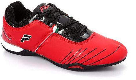 Fila Side Stripes Leather Men's Sneakers- Red & Black