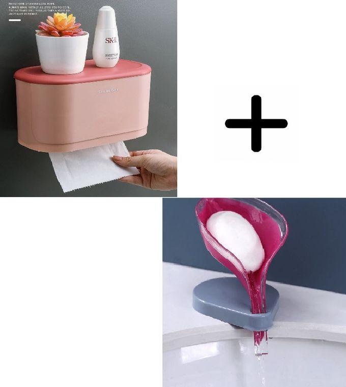 Waterproof Tissue Holder And Double Layer Soap Dish Combo