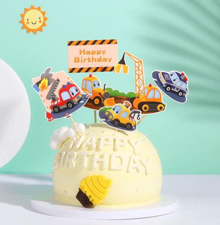 Lsthometrading 1set Child Car Theme Happy Birthday Party Boat Airplane Cake Topper