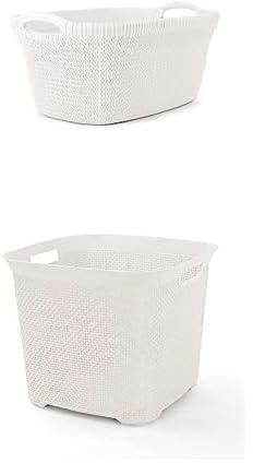 Laundry Basket Palm Oval White + Laundry Basket BoBos Square White