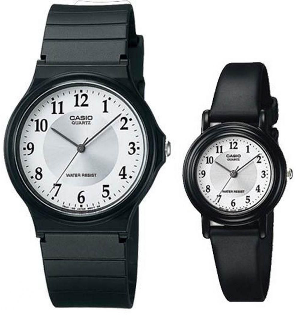 Casio for His and Her - Analog MQ-24-7B3/LQ-139AMV-7B3 Resin Watch Set