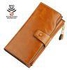 Anvesino Women's Rfid Blocking Wallet Large Capacity Wallet Genuine Leather Clutch with Zipper Pocket Camel