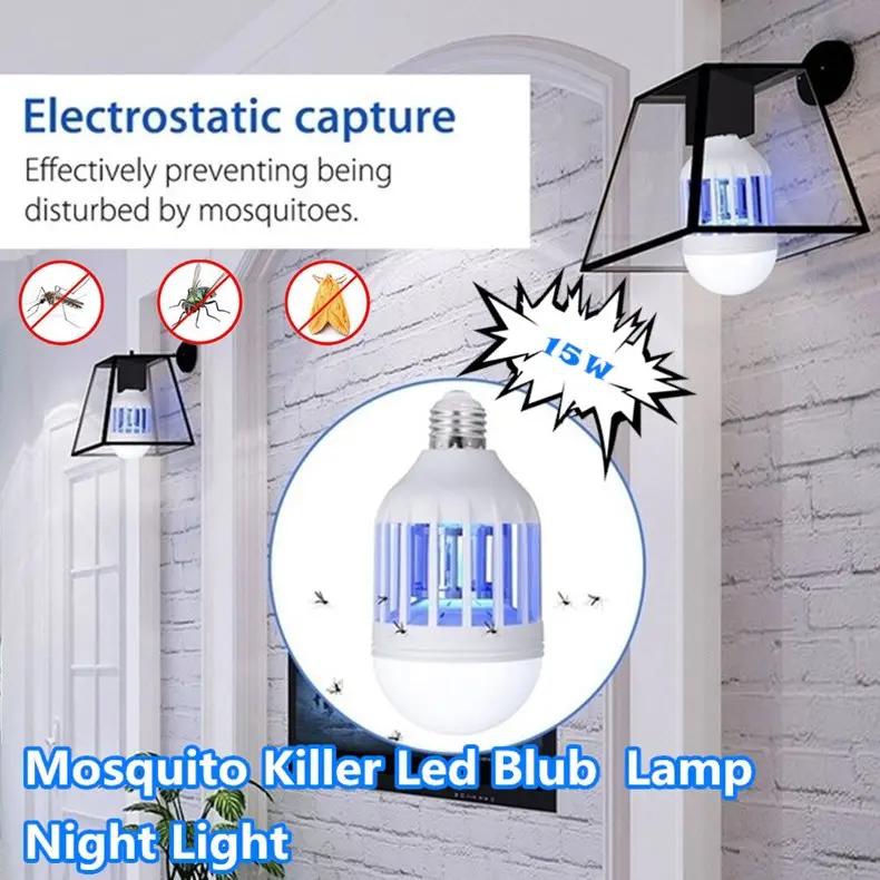 E27 15W Mosquito Killer Bulb UV Lighting Mosquito Control Dual-Purpose Lamp LED Mosquito Lamp Light