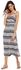 Sunshine Women V-Neck Lace Patchwork Print Pleated Casual Beach Midi Dress-Grey