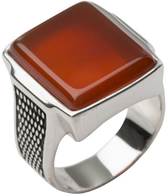 Silver Ring with Brazilian Agate for Men , Size 8 US , RS-16
